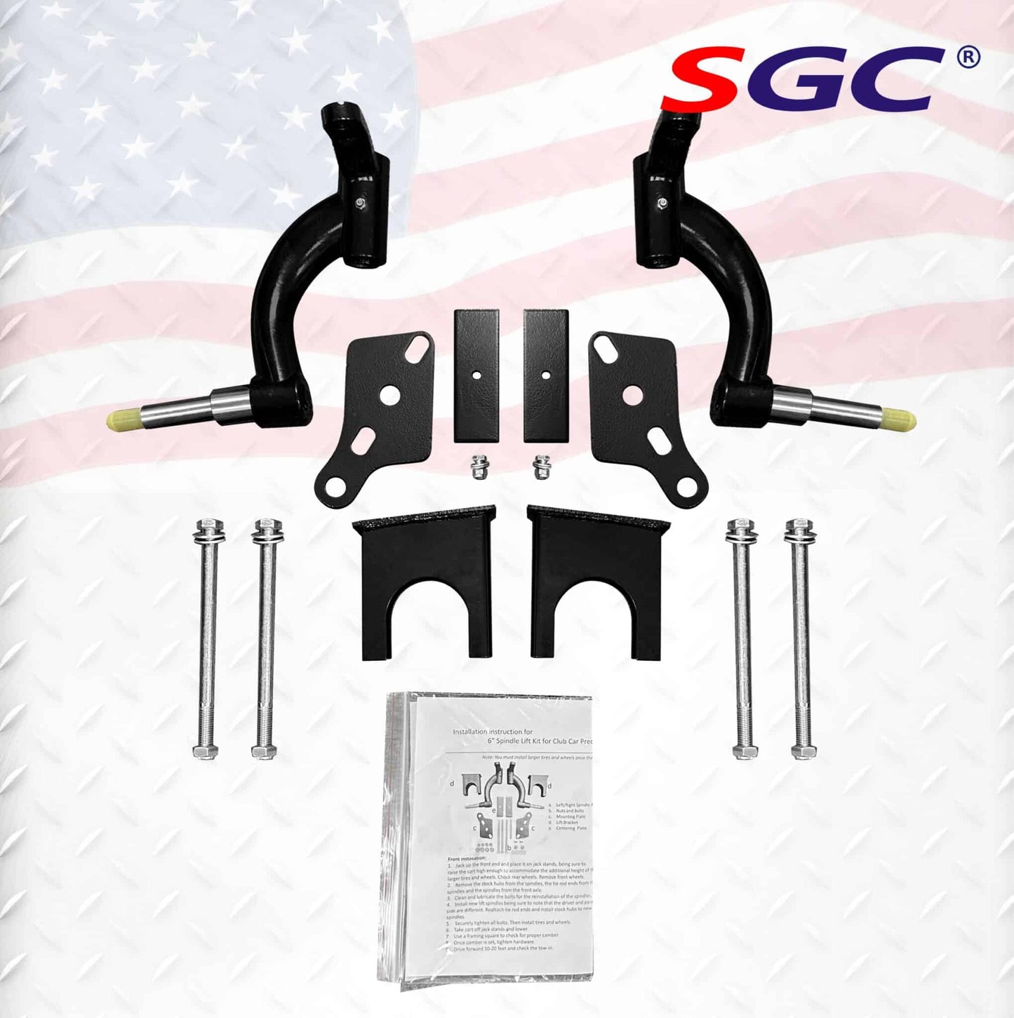 LKPR20 – SGC Lift Kit – 6″ Spindle Lift Kit for Club Car Precedent/Tempo (2004-up)