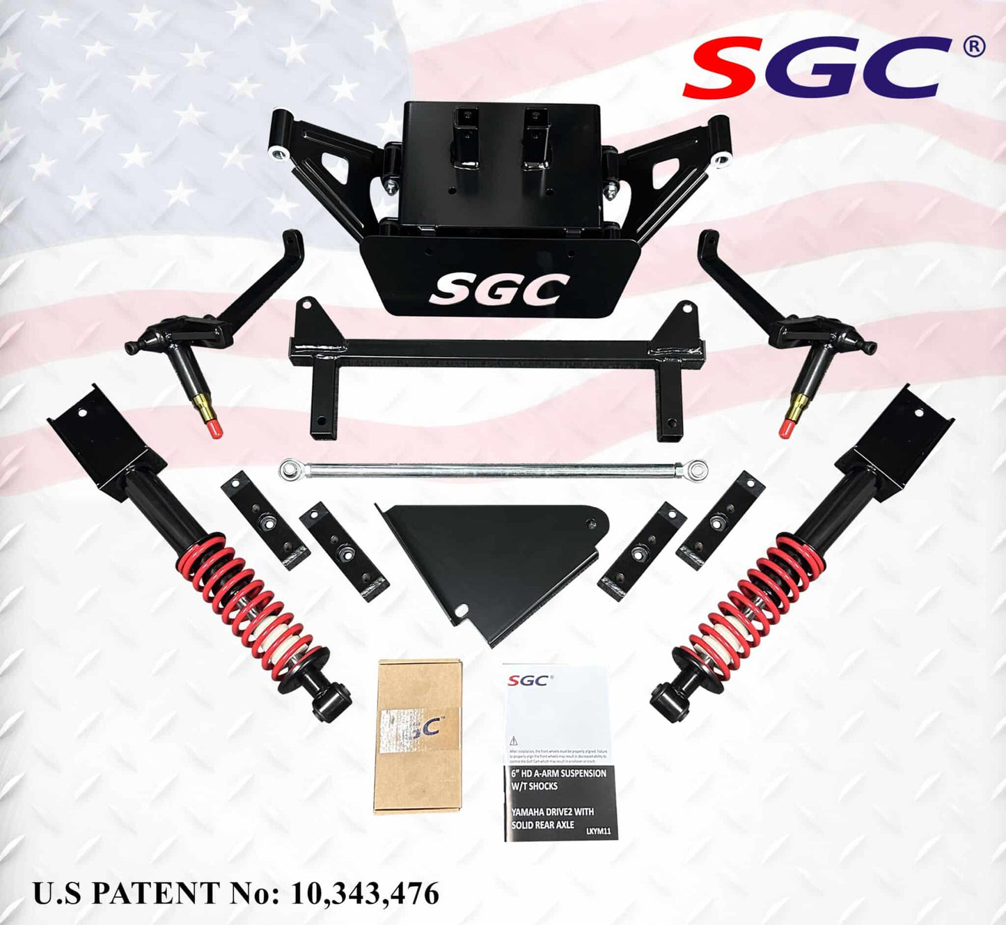 LKYM11 – SGC Lift Kit – 6″ A-Arm kit for Yamaha Drive 2 Fleet model – Solid axle (2017-up) Electric only