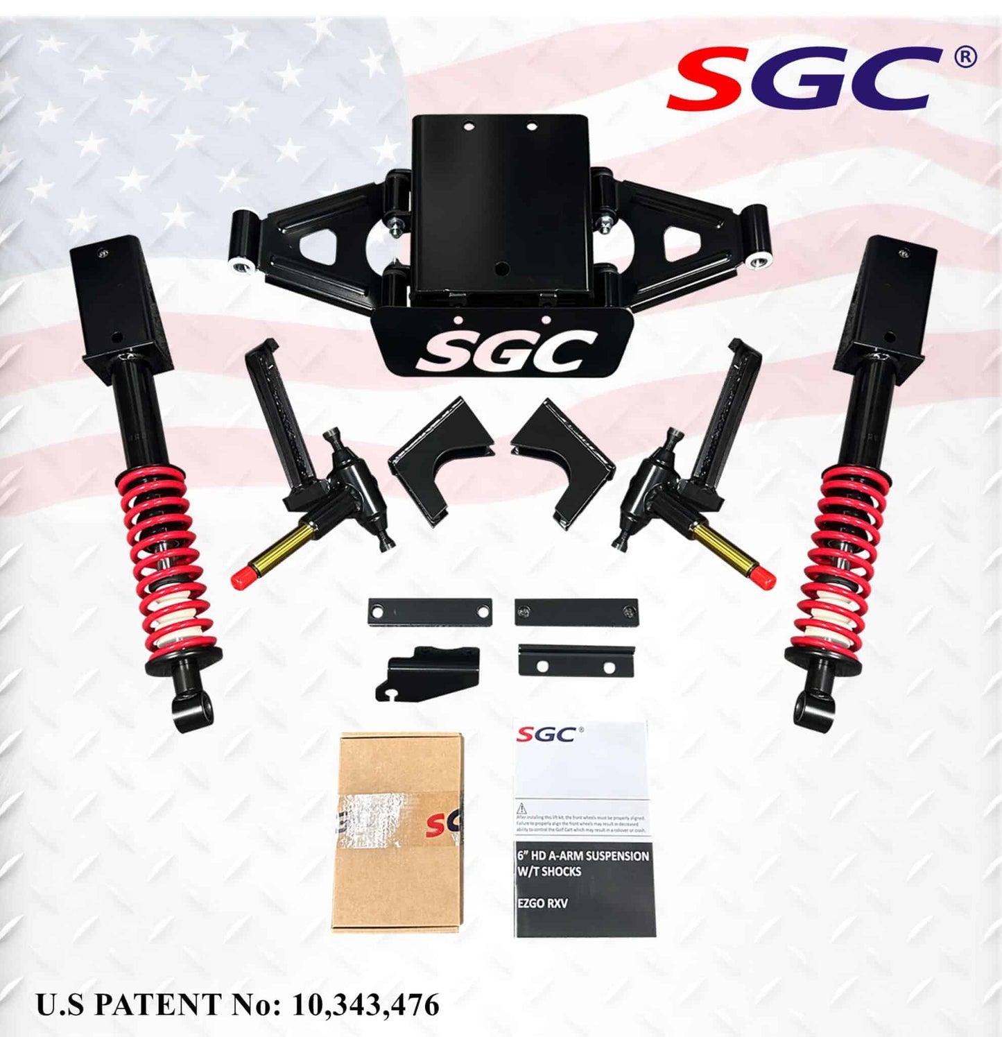 *Backorder* LKRX04 – SGC Lift Kit – 6″ Heavy Duty Built-In Coil-Over Shock A-Arm for EZGO RXV (2014-Plus) Electric only