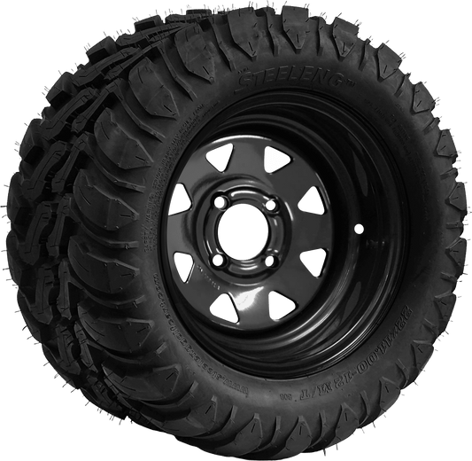 GC 12″ Steel Wheel – Black – Slotted / STEELENG 22″x11″-12″ Mud Terrain / All Terrain Tire DOT approved